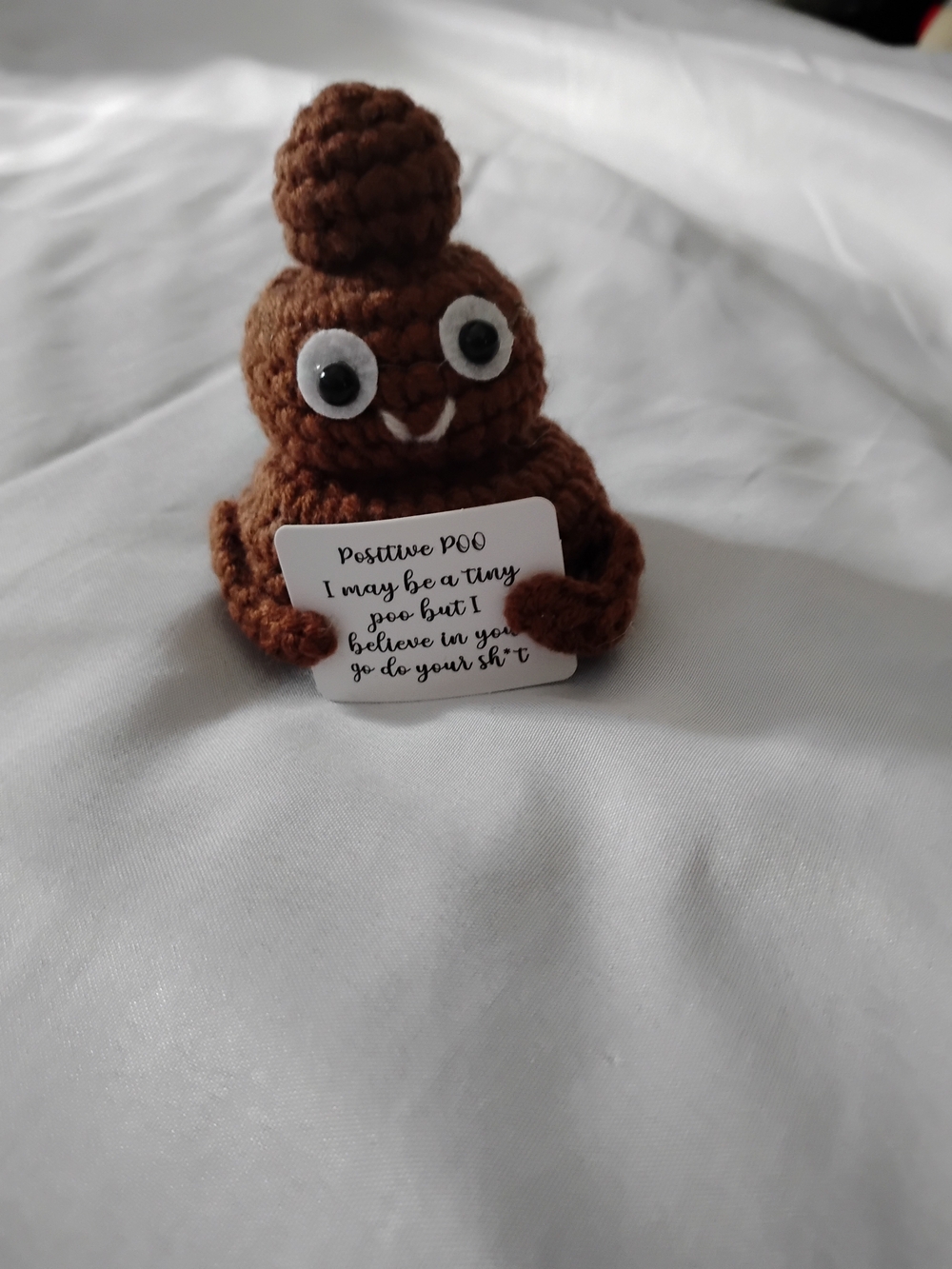 Brown Plush Crochet SmallToy with Positive Note